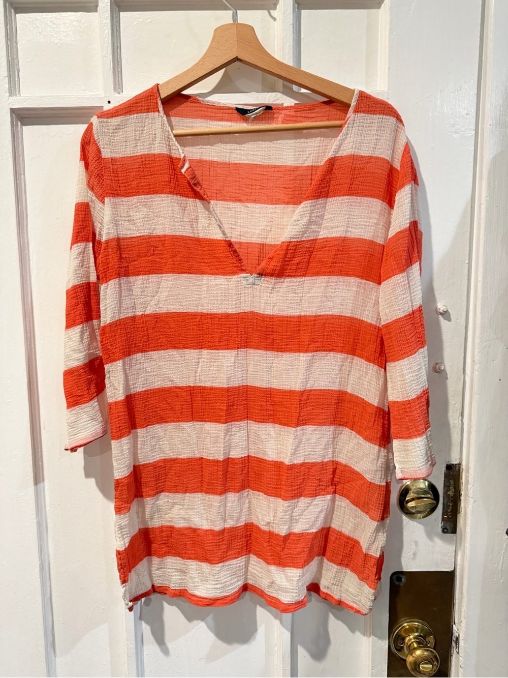 J. Crew Striped V-Neck Tunic in Orange and Cream